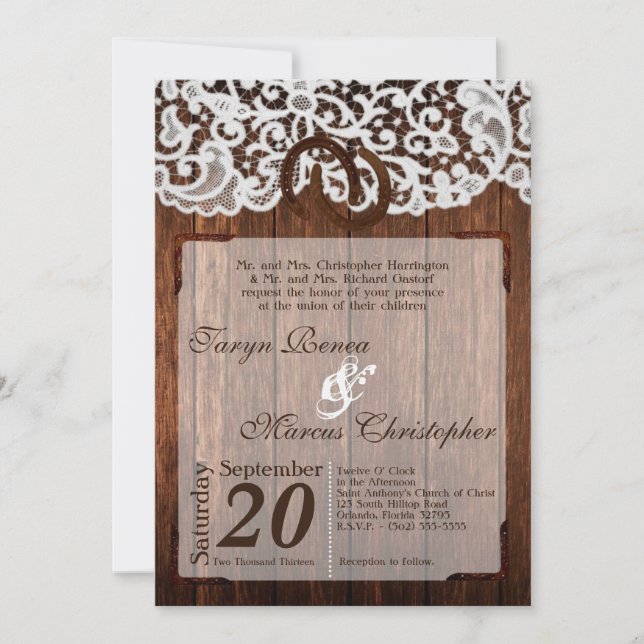 5x7 Zapatos de caballos en la invitación a la boda (Anverso)