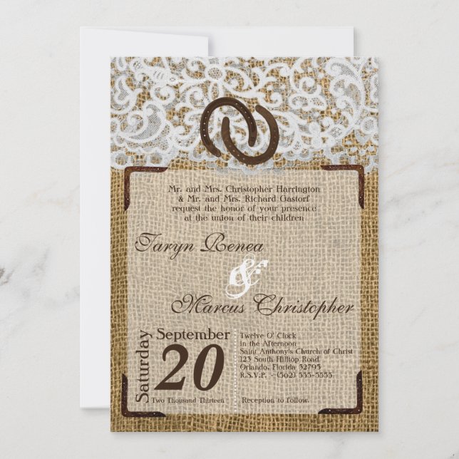 5x7 Zapatos de caballos en la invitación a la boda (Anverso)