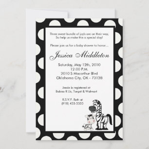 5x7 Zebra Mama y Baby Shower Invitación
