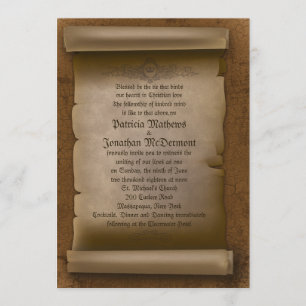5x 7" vieja invitación gótica de papel de la boda
