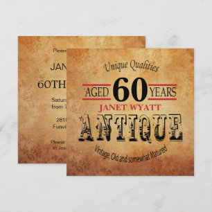 60ª Invitación a fiesta de cumpleaños  Vintage - E