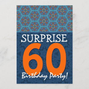 60ª plantilla de Naranja y azul de cumpleaños sorp