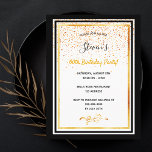 60.ª fiesta de cumpleaños invitación de oro blanco<br><div class="desc">Una elegante tarjeta de invitación para una fiesta de cumpleaños por 60 años para hombres y mujeres. Plantillas para su información. Marcos de oro negros y falsos y lluvia dorada de confeti. Elegante fondo blanco, letras negras y doradas. El nombre está escrito con una escritura de estilo con letras a...</div>