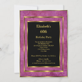 60.ª fiesta de cumpleaños Invitación de oro morado