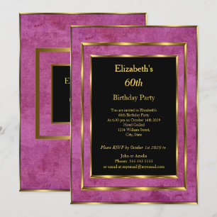60.ª fiesta de cumpleaños Invitación de oro morado
