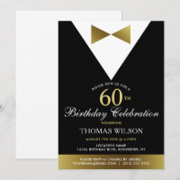 60.ª fiesta de cumpleaños invitaciones Tuxedo de o