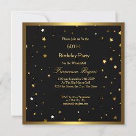 60.ª Fiesta de Cumpleaños Oro Estrellas Invitación