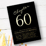 60.ª invitación a cumpleaños Relieve metalizado do<br><div class="desc">Celebra el gran hito de tu ser querido con esta brillante y glamorosa invitación de cumpleaños 60 en negro y oro. Esta lujosa invitación presenta un fondo negro clásico con un brillante Relieve metalizado dorado. Es la manera perfecta de añadir un toque de sofisticación a esta ocasión especial. Perfecto para...</div>
