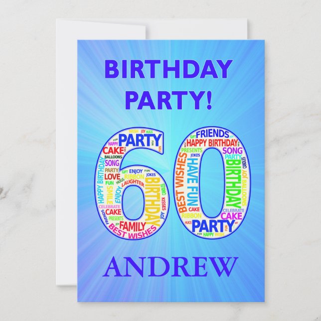 60.ª invitación a fiesta de cumpleaños Añadir un n (Anverso)