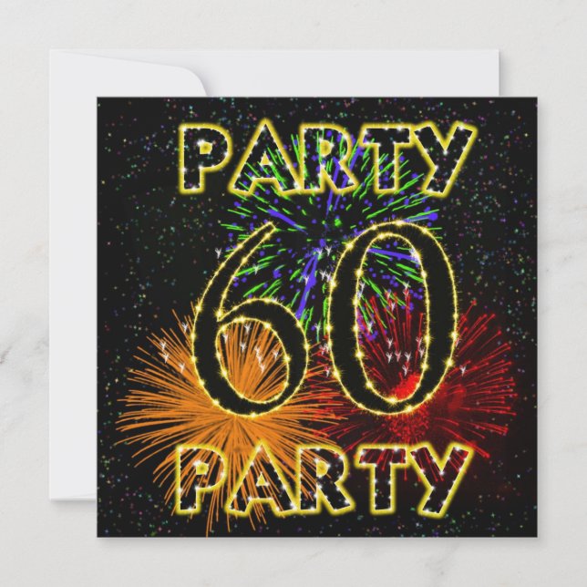 60.ª invitación a la fiesta de cumpleaños con fueg (Anverso)