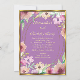 60.ª Invitación a la fiesta de cumpleaños Purple F