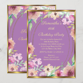 60.ª Invitación a la fiesta de cumpleaños Purple F