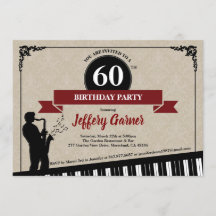 60.ª invitación a la fiesta de cumpleaños Tema mus
