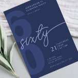 60.ª invitación a la Marina Minimalista moderna<br><div class="desc">Celebra un cumpleaños histórico con estilo con esta moderna y minimalista invitación de cumpleaños número 60. Con un diseño monocromático de azul marino, esta invitación seguramente hará una declaración. El elegante guión de la sesenta añade un toque de sofisticación al diseño. Perfecto para una celebración neutral en cuanto a género,...</div>