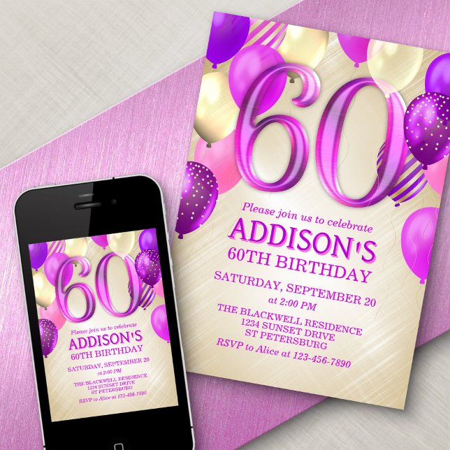 60.ª invitación a los globos rosados (Subido por el creador)