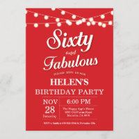 60.ª Invitación al cumpleaños Red Fabulous