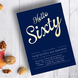 60.ª invitación al Relieve metalizado dorado azul 