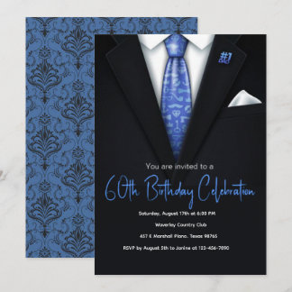 60.ª invitación azul y negro de Tuxedo