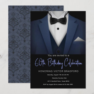 60.ª invitación azul y negro de Tuxedo