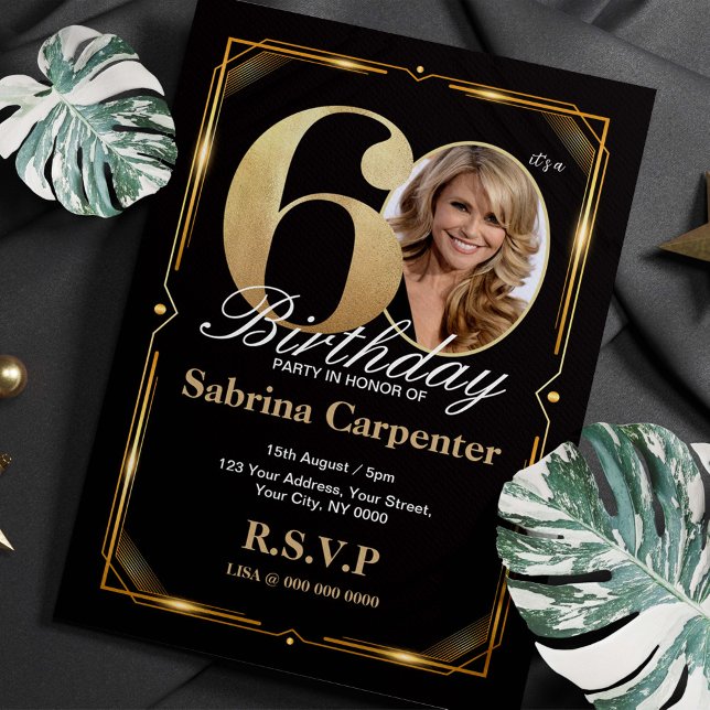60.ª invitación de cumpleaños con foto (Subido por el creador)