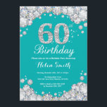 60.ª invitación de cumpleaños Diamante Verde azula<br><div class="desc">60.ª Invitación de cumpleaños. Diamante de imitación verde azulado y plateado Diamante Verde azulado Turquesa Aqua Fondo. Elegante invitación de Bash de Cumpleaños. Cumpleaños de adultos. Cumpleaños de las mujeres. Cumpleaños de los hombres. Para una mayor personalización, haga clic en el botón "Personalizar" y utilice nuestra herramienta de diseño para...</div>
