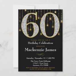 60.ª invitación de cumpleaños Diamantes de oro Neg