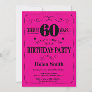 60.ª invitación de cumpleaños: negro y rosado cali