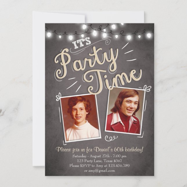 60.ª Invitación de Cumpleaños Vintage Sesenta Años (Anverso)