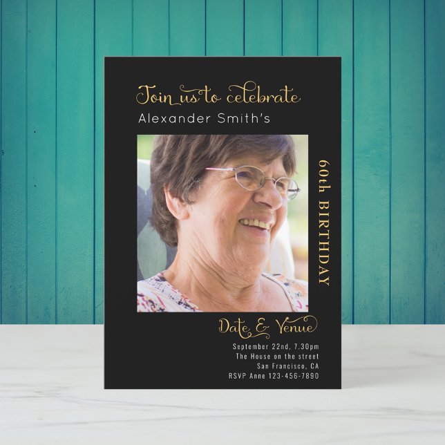 60.ª invitación negra de cumpleaños (Subido por el creador)