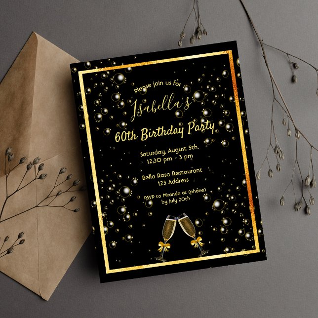60.ª invitación para burbujas de oro negro (Subido por el creador)