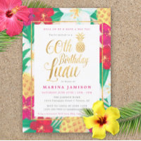 60.ª invitación para el cumpleaños de Luau | Rosa