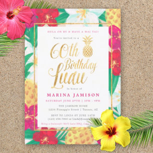 60.ª invitación para el cumpleaños de Luau Rosa