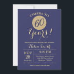 60.ª Purpurina de oro y marina de invitación por c<br><div class="desc">60.ª Tarjeta de Purpurina de la Marina de Invitación de Cumpleaños y Oro. Para una mayor personalización,  haga clic en el botón "Personalizar" y utilice nuestra herramienta de diseño para modificar esta plantilla.</div>