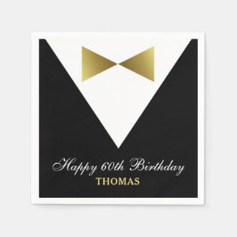 60.ª servilleta de cumpleaños | Fiesta negro y oro