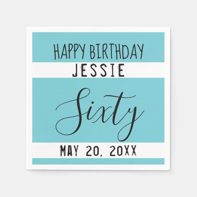 60.ª servilleta de papel blanco negro azul (Anverso)