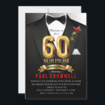 60.ª Sorpresa Cumpleaños Invitación Tuxedo<br><div class="desc">Invitación a Tuxedo,  invitación de cumpleaños de Tuxedo,  invitación a la corbata negra,  secreto,  espía,  elegante,  hombres,  corbata de arco,  invitación de cumpleaños número 60,  traje,  agente,  cumpleaños sorpresa</div>