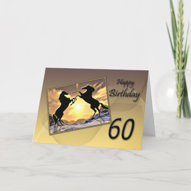 60.ª tarjeta de cumpleaños con caballos de cría (Anverso)