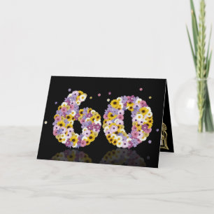 60.ª tarjeta de cumpleaños con letras floridas