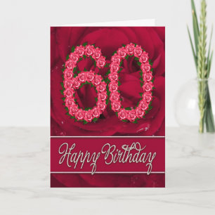 60.ª tarjeta de cumpleaños con rosas y hojas