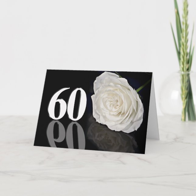 60.ª tarjeta de cumpleaños con una rosa blanca clá (Anverso)