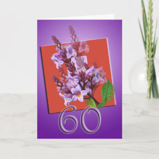 60.ª tarjeta de cumpleaños feliz - Flor morada