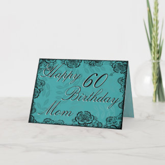 60.ª tarjeta de cumpleaños feliz - floral Verde az