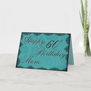 60.ª tarjeta de cumpleaños feliz - Verde azulado e