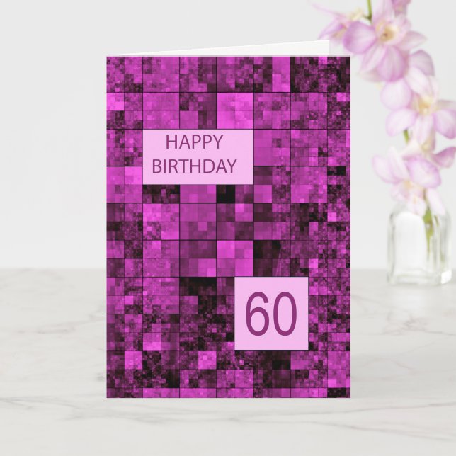 60.ª Tarjeta de patrón rosado de cumpleaños (Orquídea)
