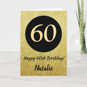 60.ª tarjeta de Purpurina de oro y negro feliz cum
