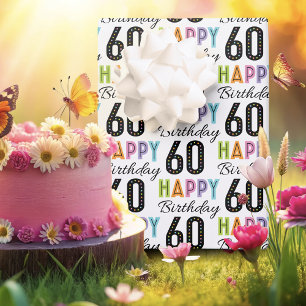 60.ª tipografía colorida de cumpleaños Papel de re