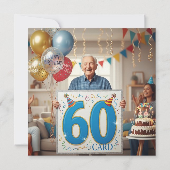 60.º abuelo gracioso con tarjetas de cumpleaños gi (Anverso)