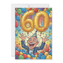60.º Abuelo gracioso en ducha con globos de tarjet