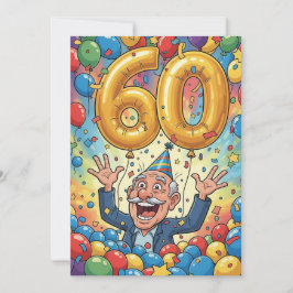 60.º Abuelo gracioso en ducha con globos de tarjet