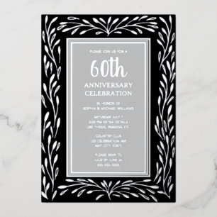 60.º Boda de invitaciones para el aniversario Gris